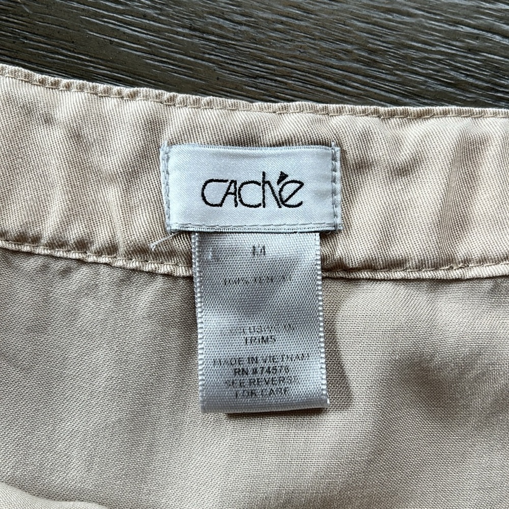 Vintage Y2K Cache sleeveless tan casual waist tie utility jumpsuit sz M - Picture 7 of 8